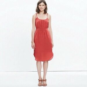 Madewell Coral Red Silk Skyway Dress